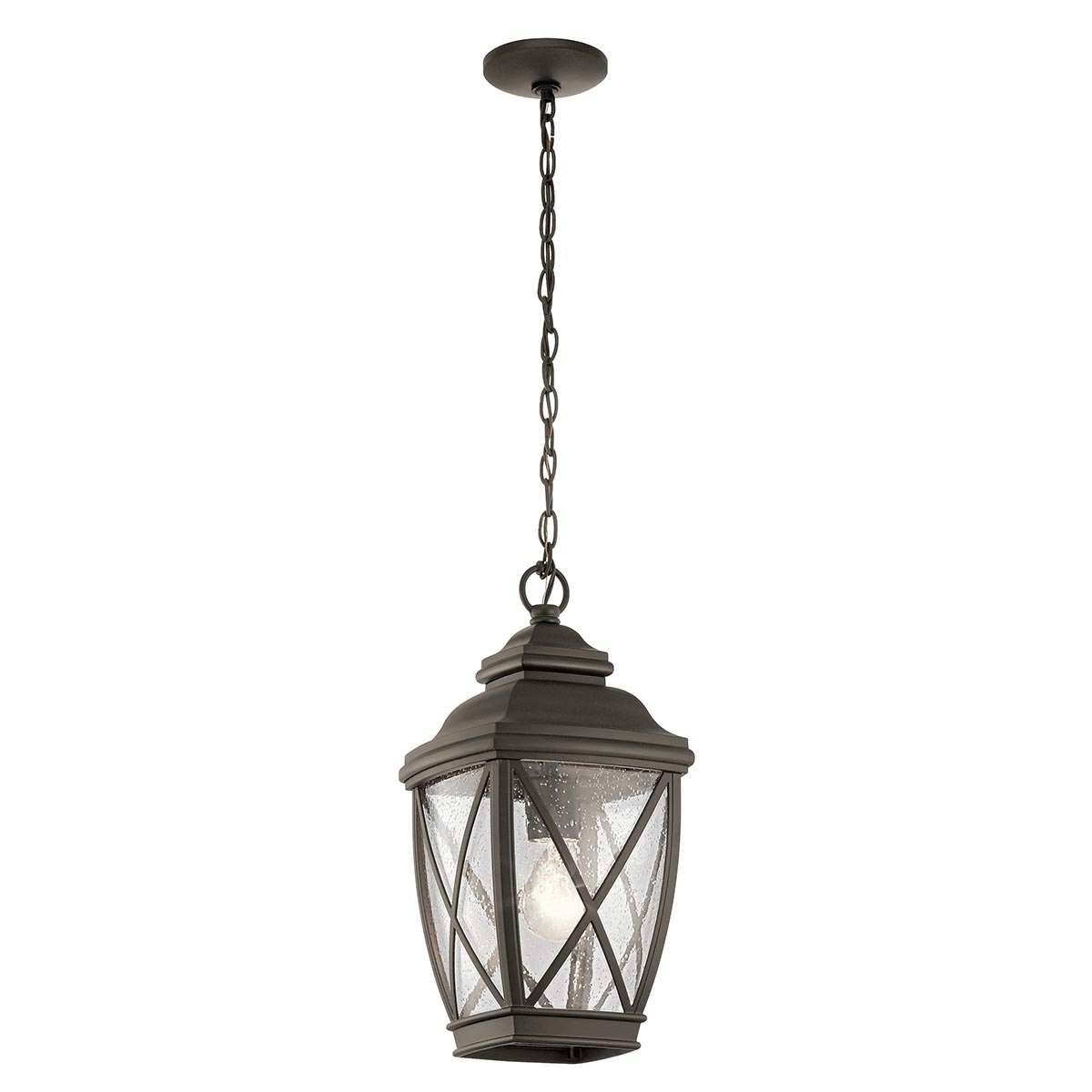 Kichler Outdoor Hanging from the Tangier range. Tangier 1 Light Medium 7.5" Chain Lantern Product Code = KL-TANGIER8-M