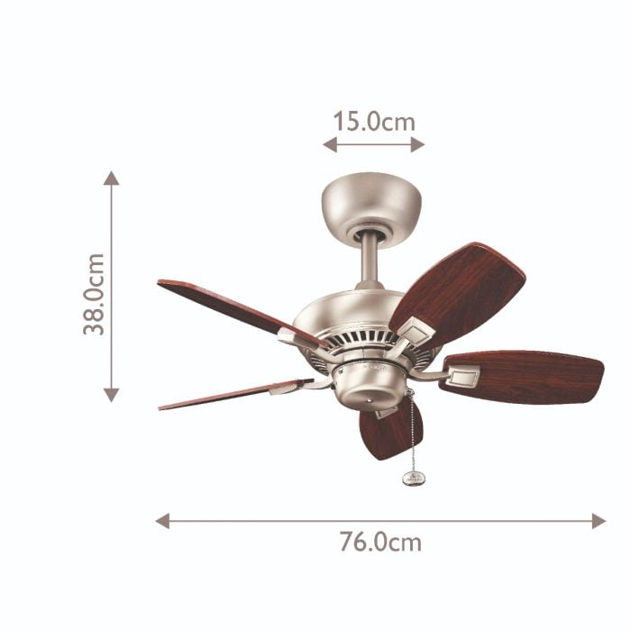 Kichler Ceiling Fan Canfield - 30in / 76cm Fan - Brushed Nickel part Number = KLF-CANFIELD-30-BN