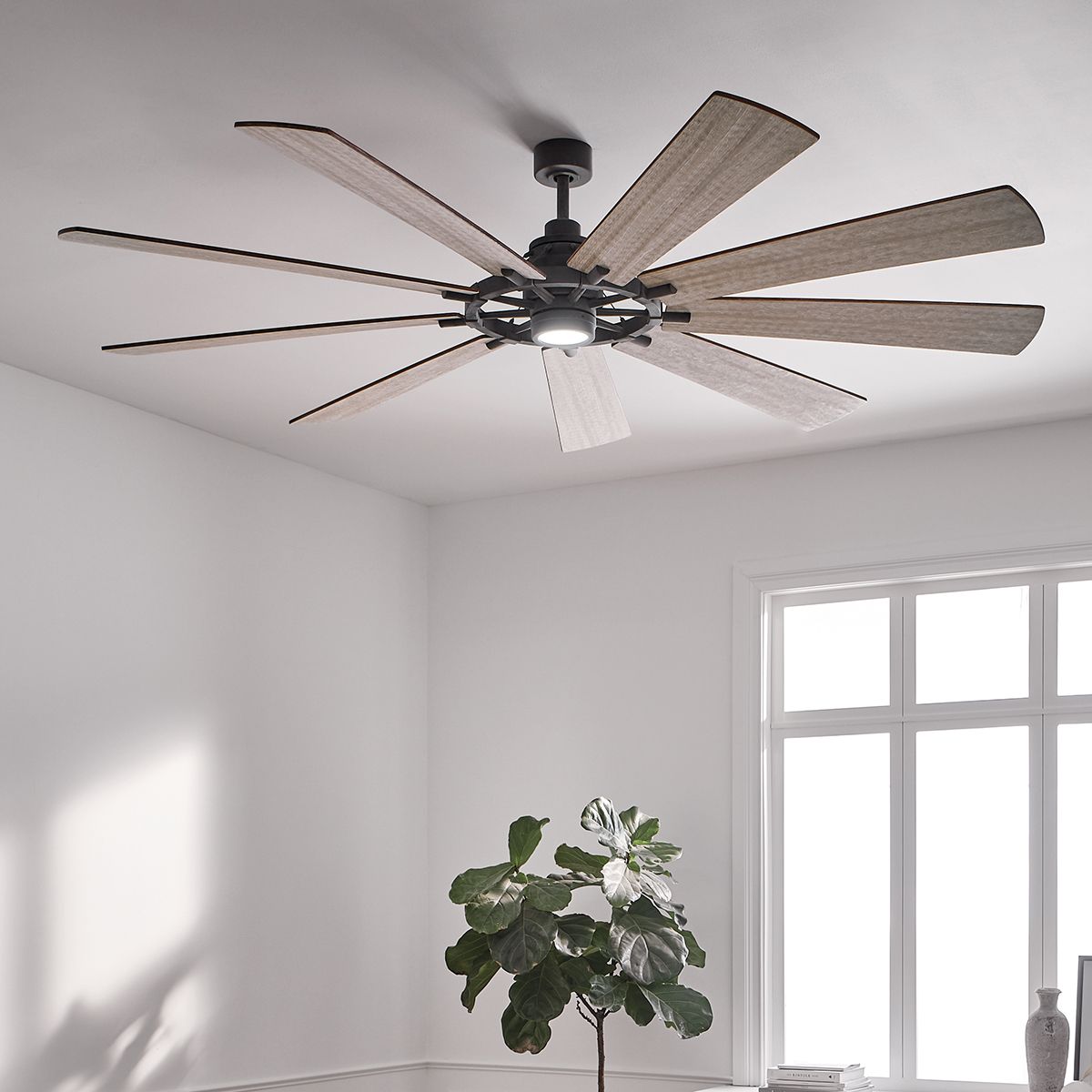 Kichler Ceiling Fan Gentry XL - 85in / 216cm Fan - Weathered Zinc part Number = KLF-GENTRY-85-WZ