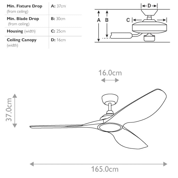 Kichler Ceiling Fan Imari - 65in / 165cm Fan - Satin Black part Number = KLF-IMARI-65-SBK