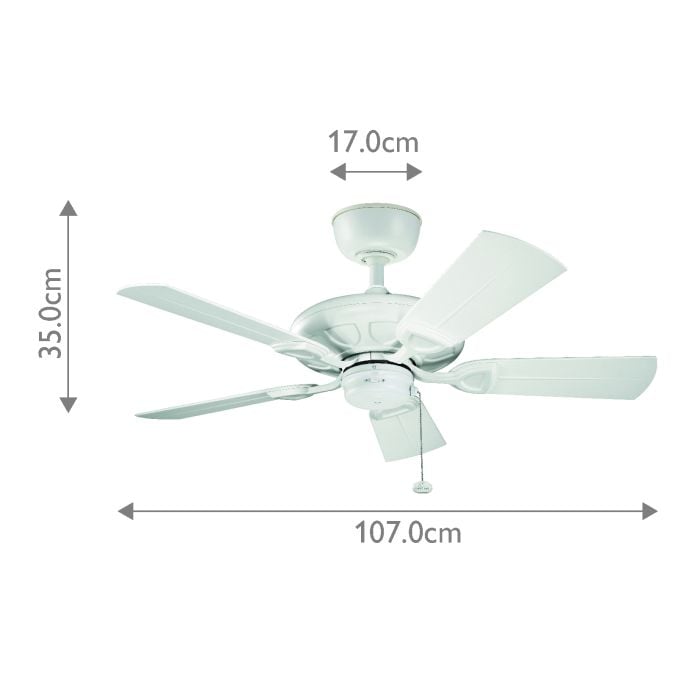 Kichler Ceiling Fan Kevlar - 42in / 107cm Fan - Matte White part Number = KLF-KEVLAR-42-WHT