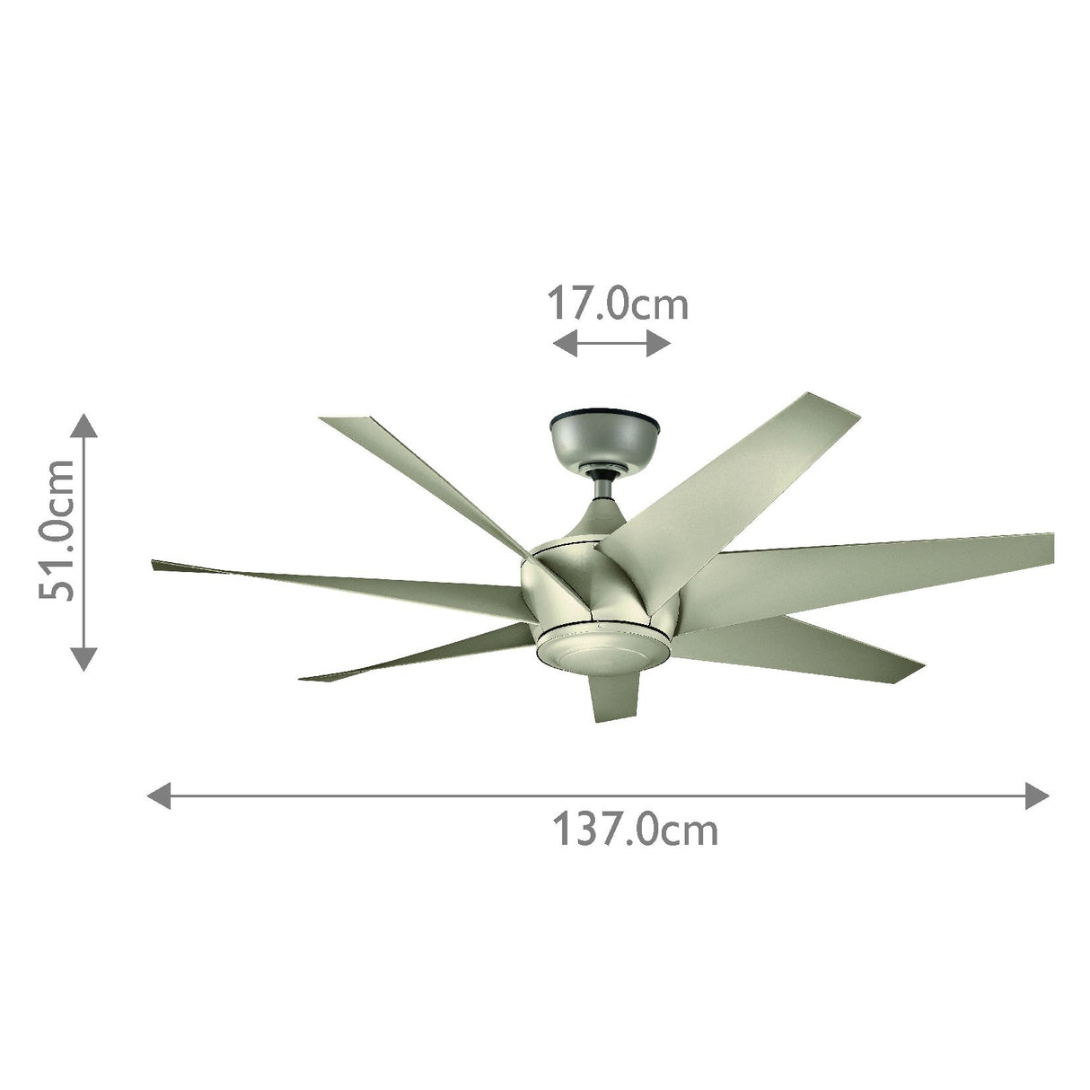 Kichler Ceiling Fan Lehr II - 54in / 137cm Fan - Antique Satin Silver part Number = KLF-LEHR2-54-AS