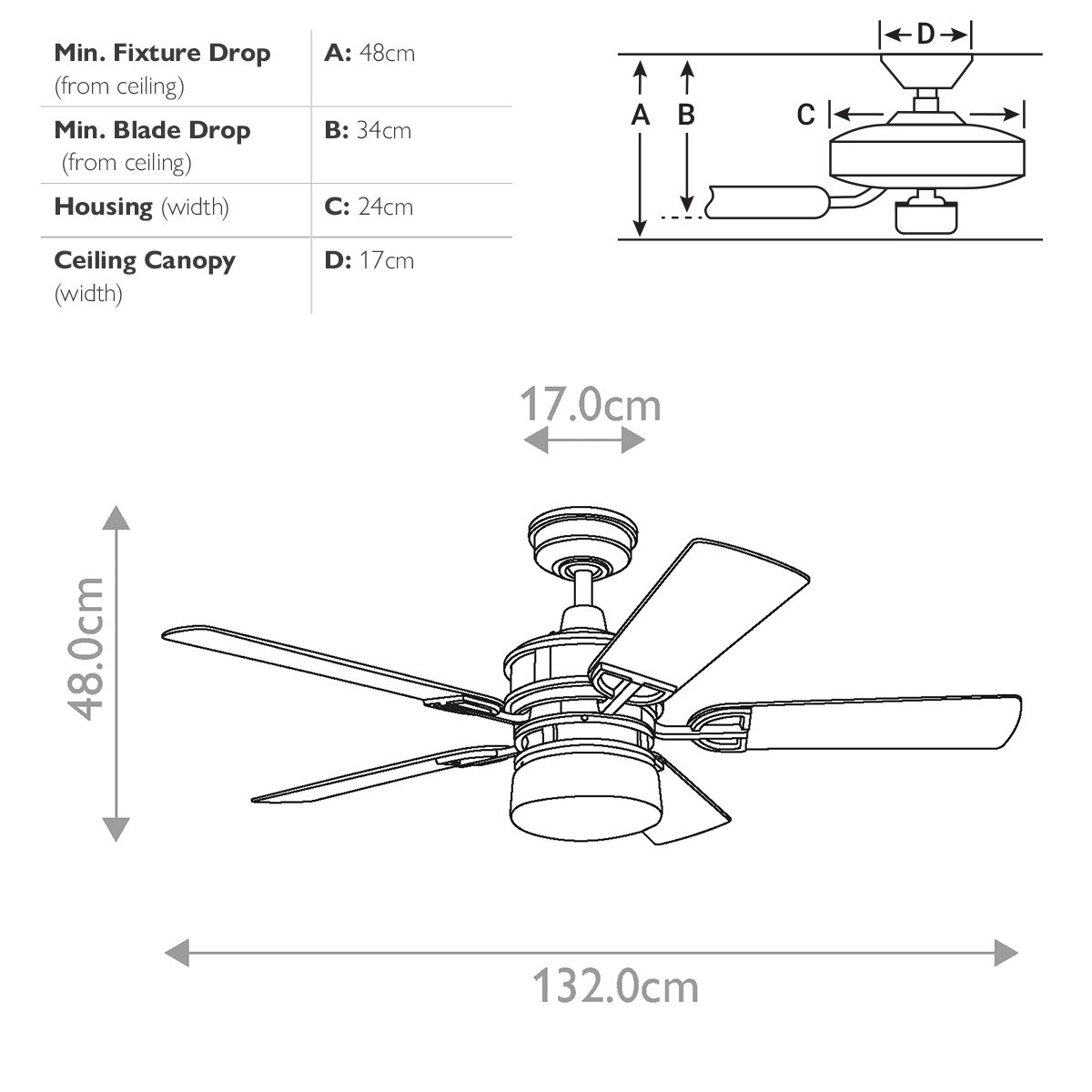 Kichler Ceiling Fan Lyndon Patio - 52in / 132cm Fan - Olde Bronze part Number = KLF-LYNDON-52-OZ