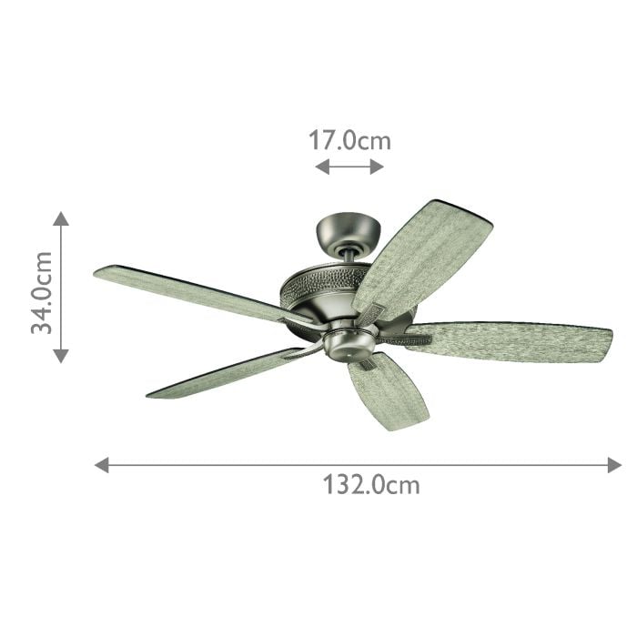 Kichler Ceiling Fan Monarch II - 52in / 132cm Fan - Burnished Antique Pewter part Number = KLF-MONARCH2-52-BAP