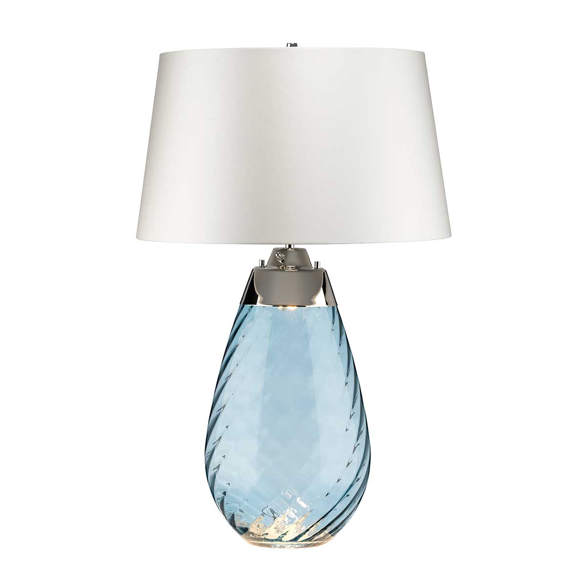 Elstead Lighting Table Lamp from the Lena - Blue range. Lena 2 Light Large Blue Table Lamp with Off-white Shade Product Code = LENA-TL-L-BLUE-OWSS