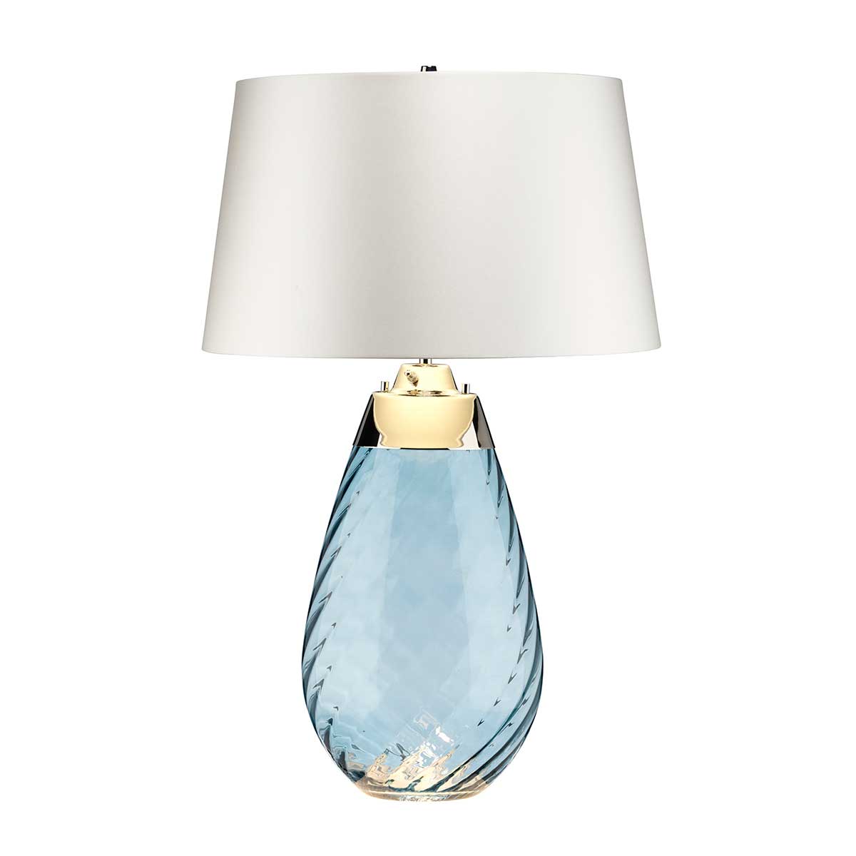 Elstead Lighting Table Lamp from the Lena - Blue range. Lena 2 Light Large Blue Table Lamp with Off-white Shade Product Code = LENA-TL-L-BLUE-OWSS