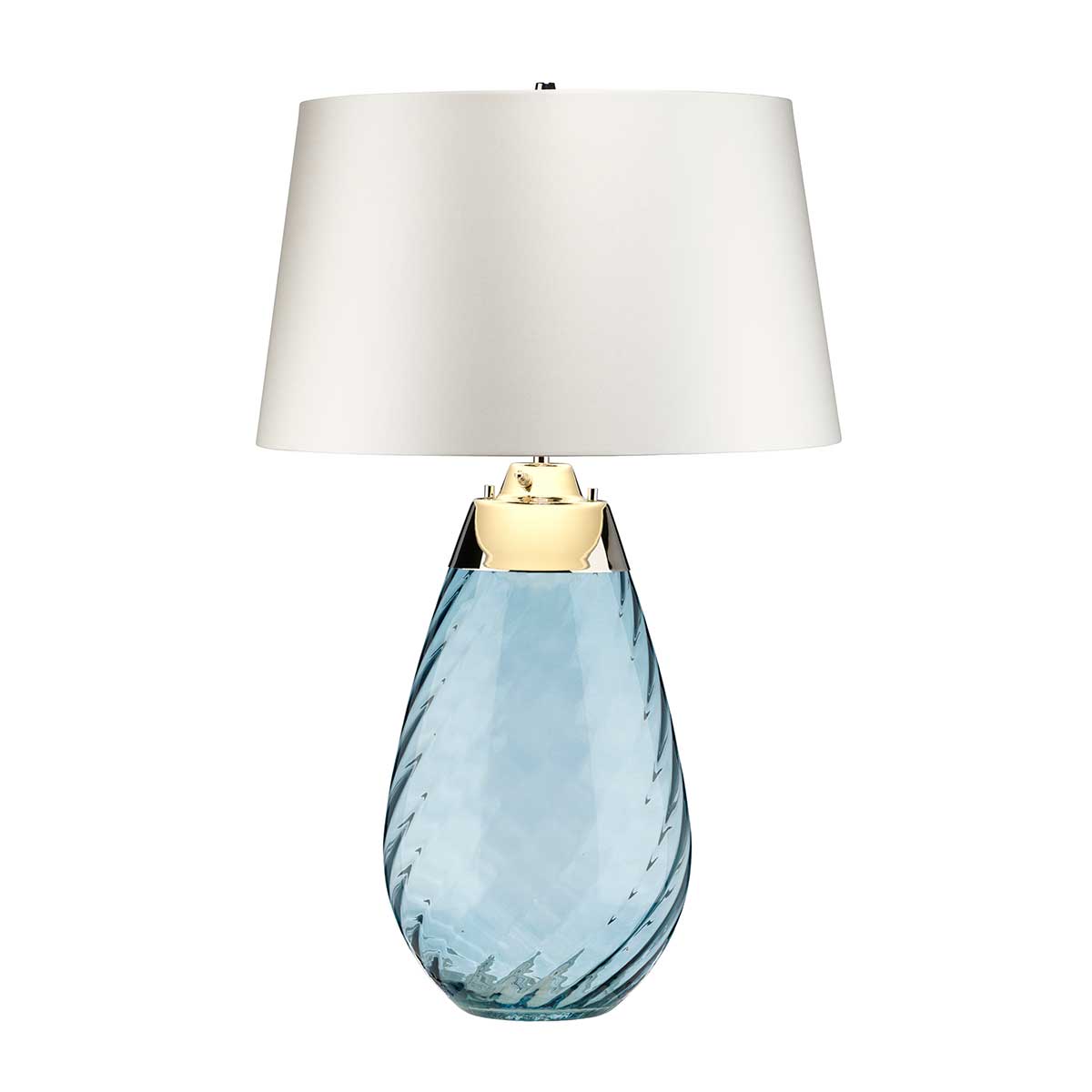 Elstead Lighting Table Lamp from the Lena - Blue range. Lena 2 Light Large Blue Table Lamp with Off-white Shade Product Code = LENA-TL-L-BLUE-OWSS
