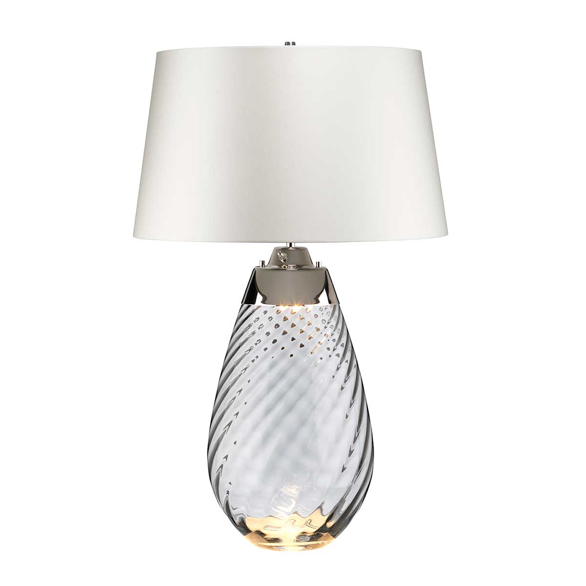 Elstead Lighting Table Lamp from the Lena - Smoke range. Lena 2 Light Large Smoke Table Lamp with Off-white Shade Product Code = LENA-TL-L-SMOKE-OWSS