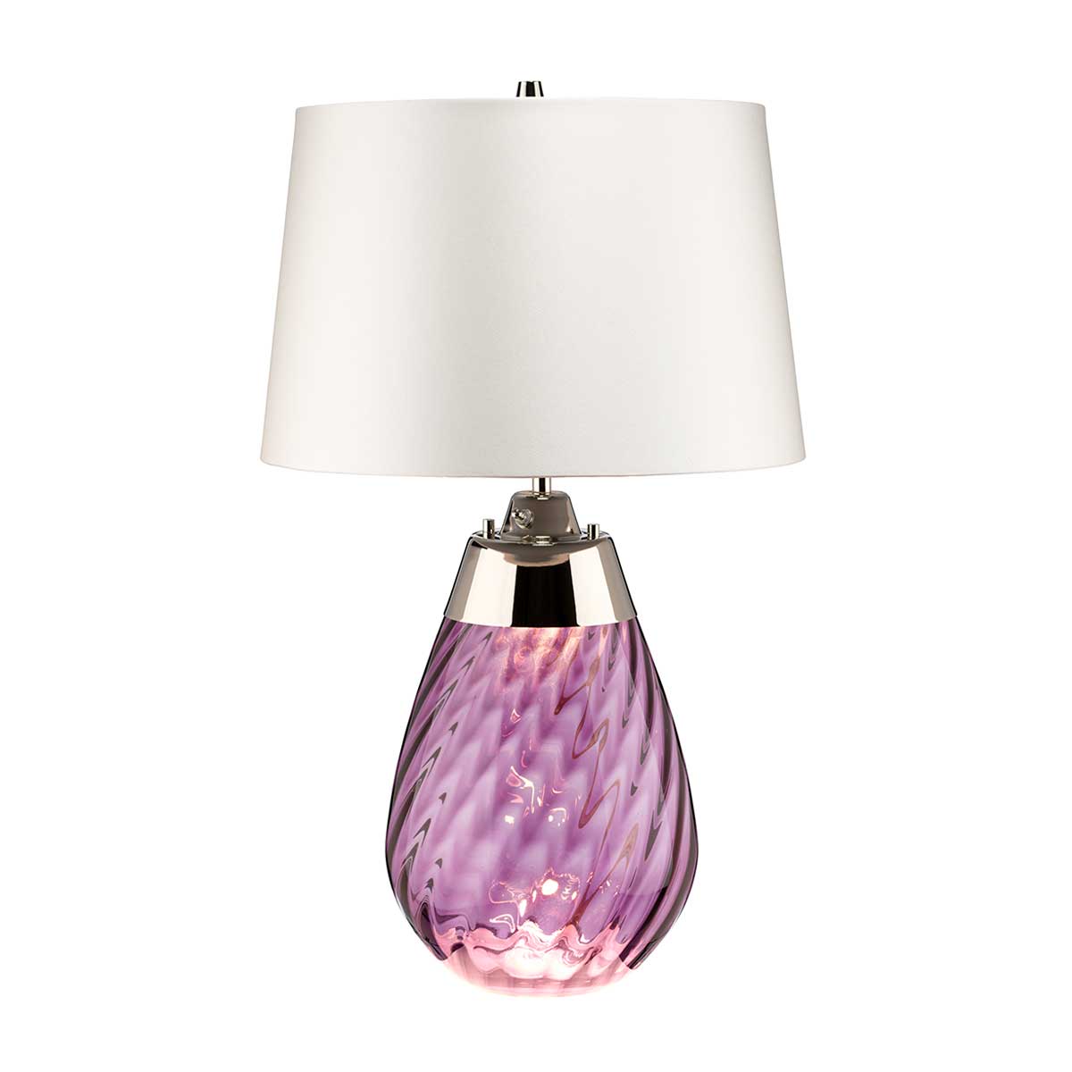 Elstead Lighting Table Lamp from the Lena - Plum range. Lena 2 Light Small Plum Table Lamp with Off-white Shade Product Code = LENA-TL-S-PLUM-OWSS