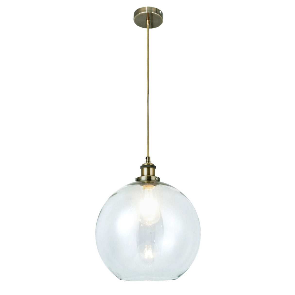 Magnalux Lewis 1 Light Medium Glass Ball Pendant Antique Brass Part Number - LEW01ABM