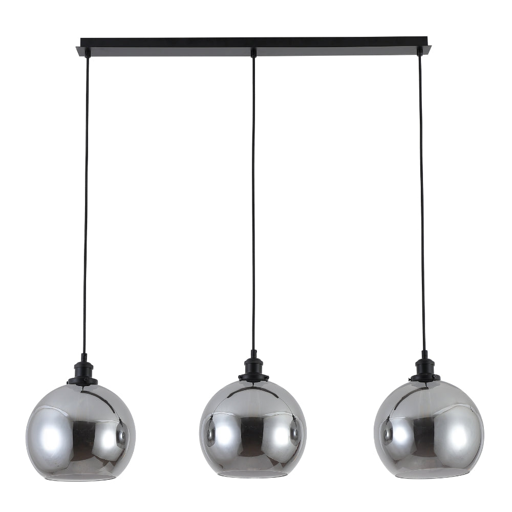 Magnalux Lewis 3 Light Bar Small Glass Ball Pendant Matt Black Part Number - LEW03BL