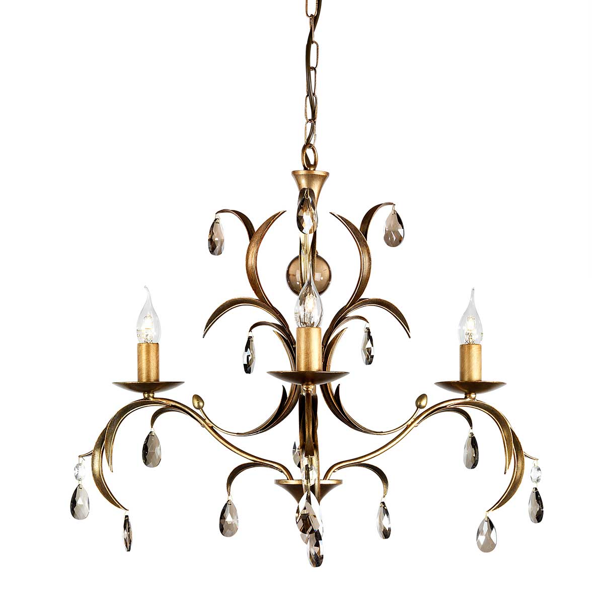 Elstead Lighting Chandelier from the Lily range. Lily 3 Light Chandelier Product Code = LL3-ANT-BRZ
