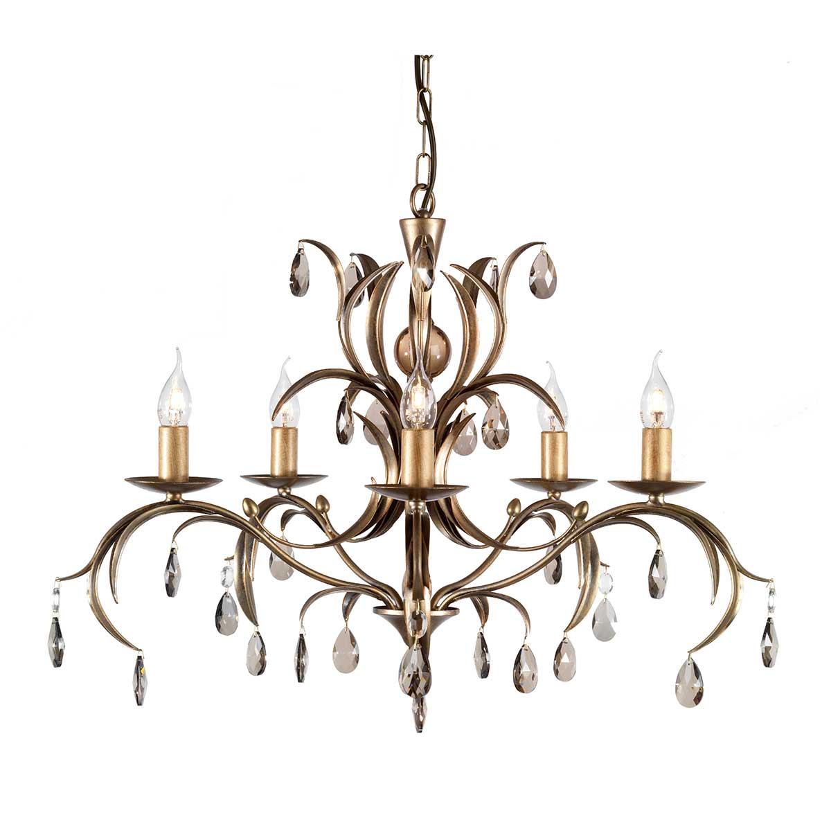 Elstead Lighting Chandelier from the Lily range. Lily 5 Light Chandelier Product Code = LL5-ANT-BRZ
