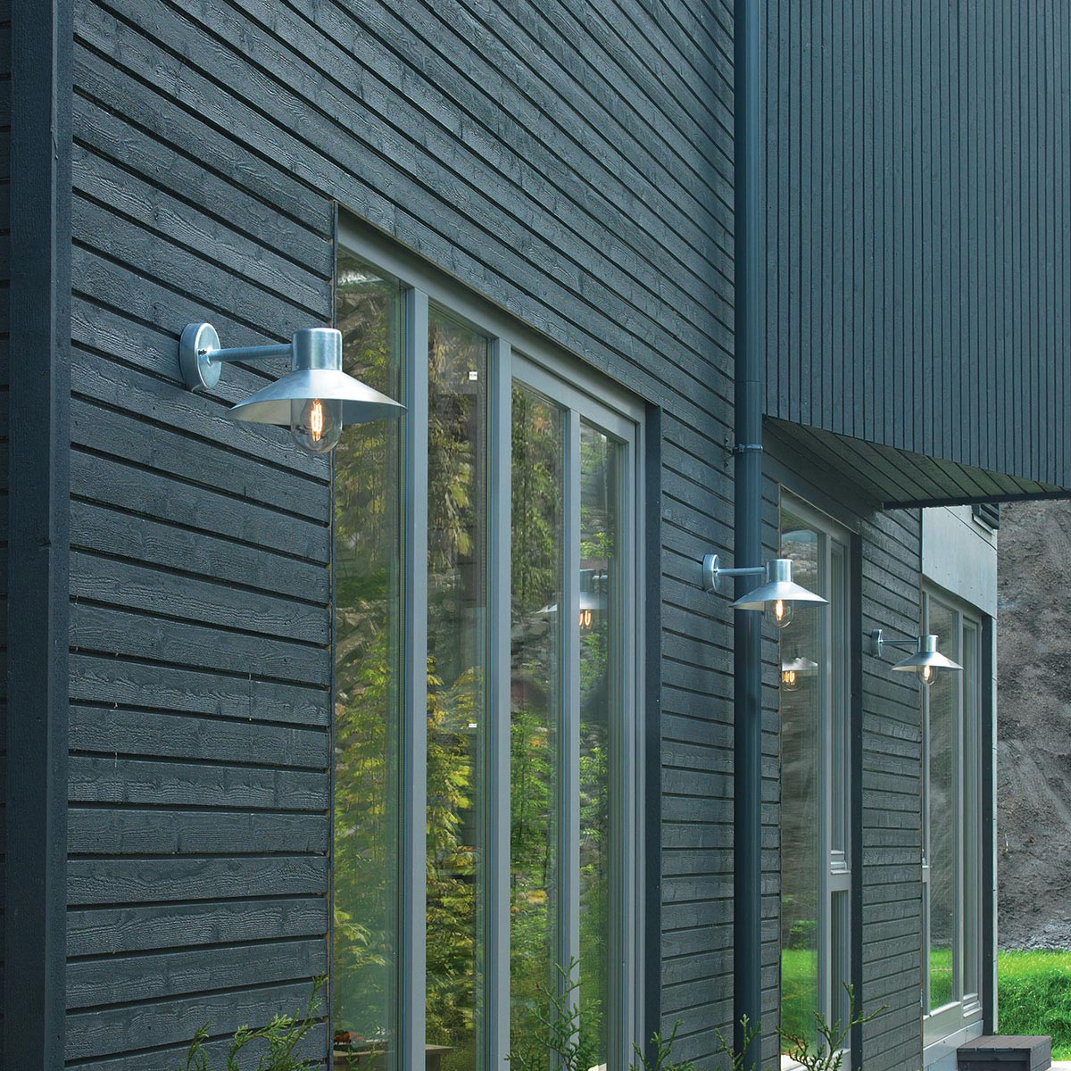 Norlys Lund 1 Light Wall Lantern - Galvanised LUND-GAL-C