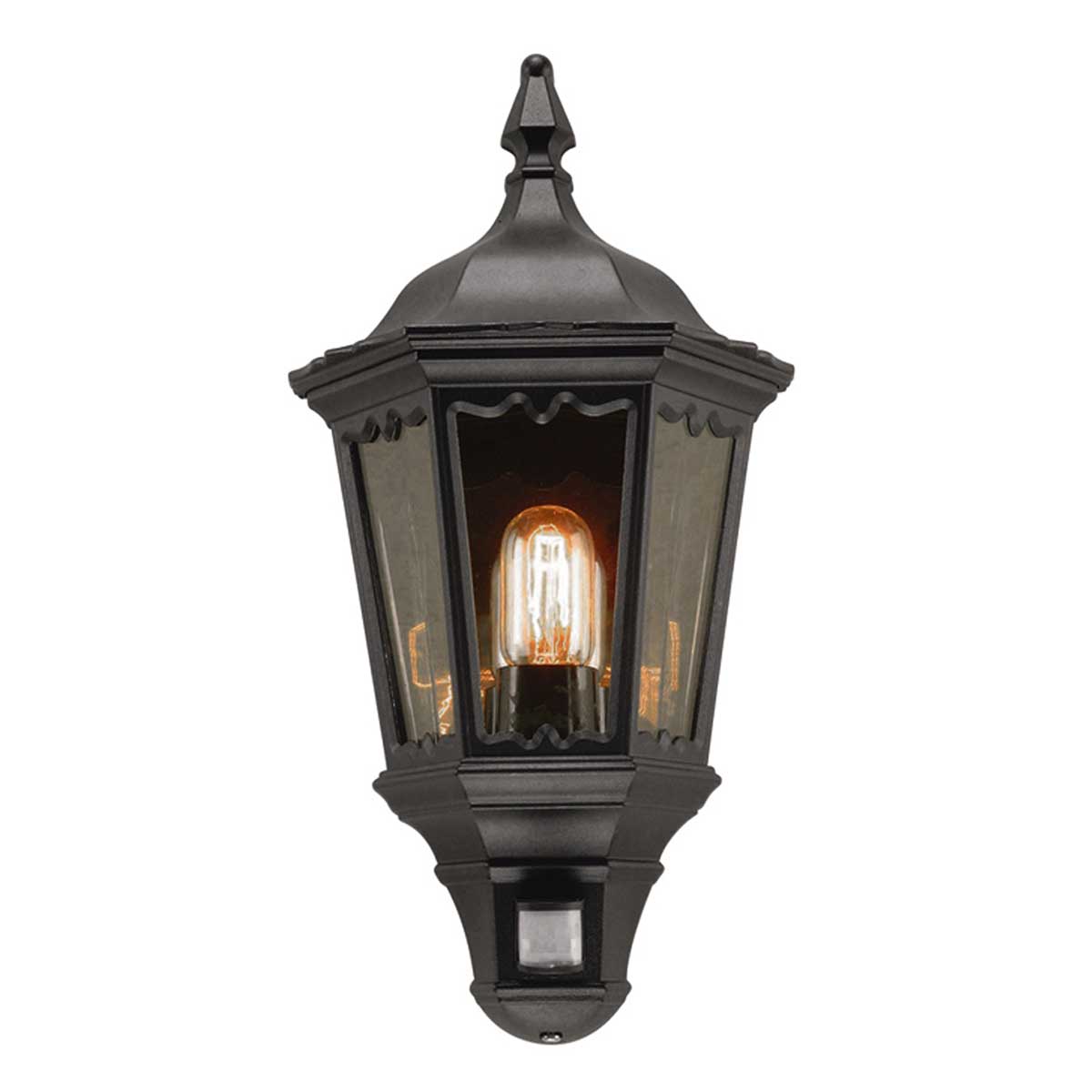 Elstead Lighting Outdoor Wall Light from the Medstead range. Medstead 1 Light Half Lantern with PIR Product Code = MD7-PIR-BLACK