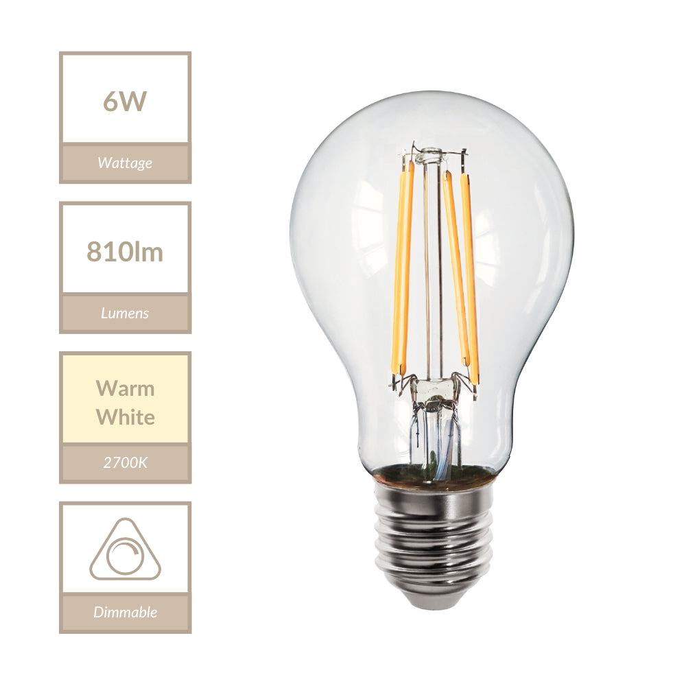 Magnalux A60 - E27 Clear GLS Lamp. Part Number - MLDGLS6ES/WW