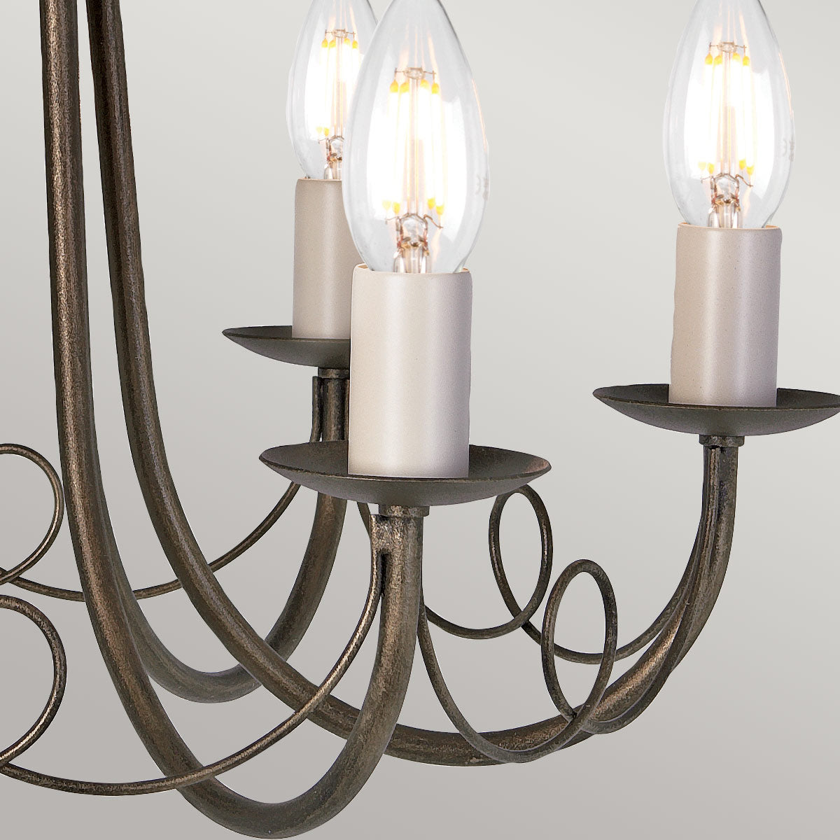 Elstead Lighting Chandelier from the Minster range. Minster 6 Light Chandelier Product Code = MN6-BLK-GOLD