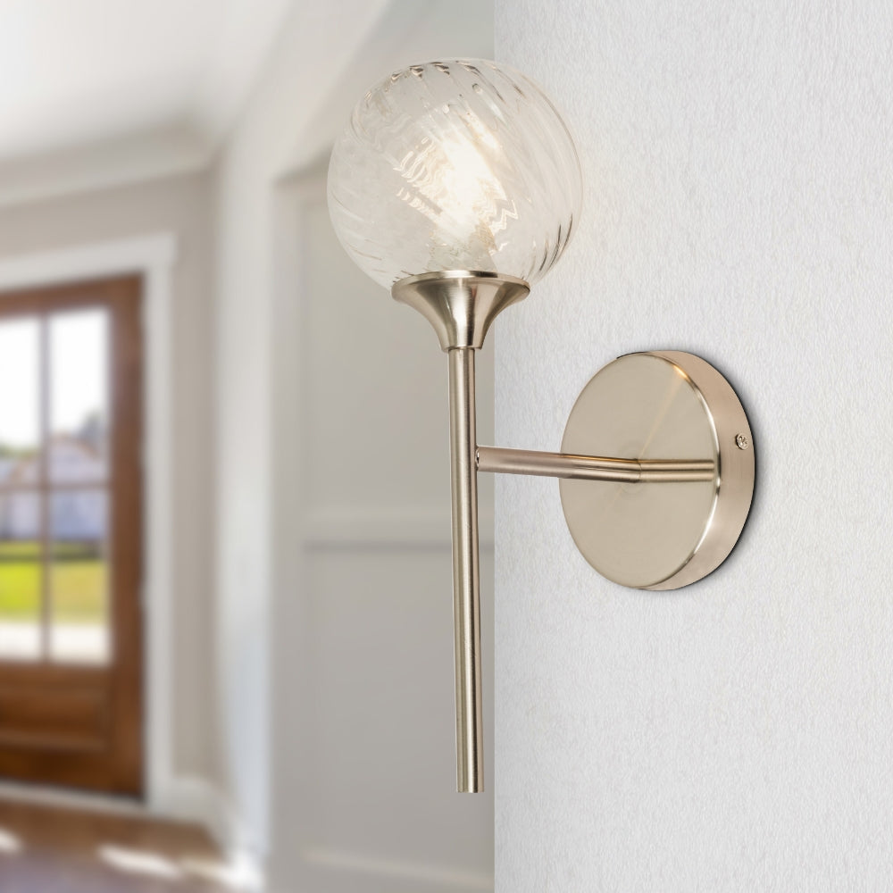 Magnalux Mona 1 Light Wall Light Satin Chrome Part Number - MON01SCWL