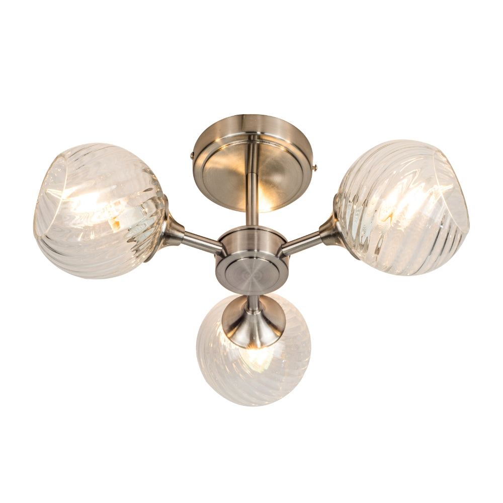 Magnalux Mona 3 Light Semi Flush Satin Chrome Part Number - MON03SC
