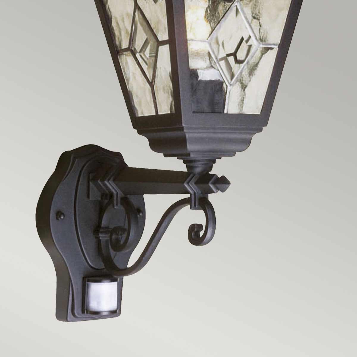 Elstead Lighting Outdoor Wall Light from the Norfolk range. Norfolk 1 Light Up Wall Lantern with PIR Product Code = NR1-PIR-BLACK