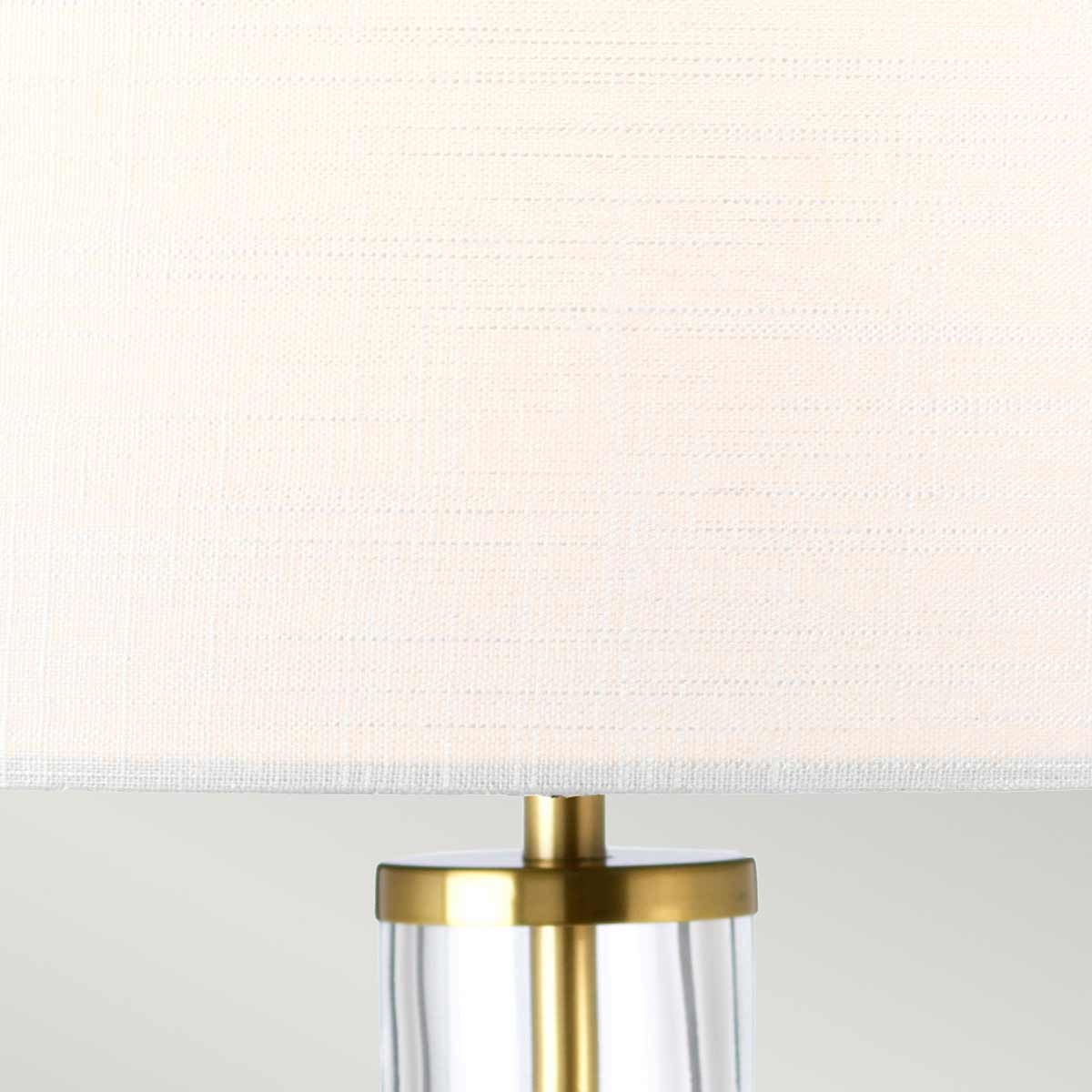 Elstead Lighting Table Lamp from the Orb range. Orb 1 Light Table Lamp (Complete with White Shade) Product Code = ORB-CLEAR-AB-WHT