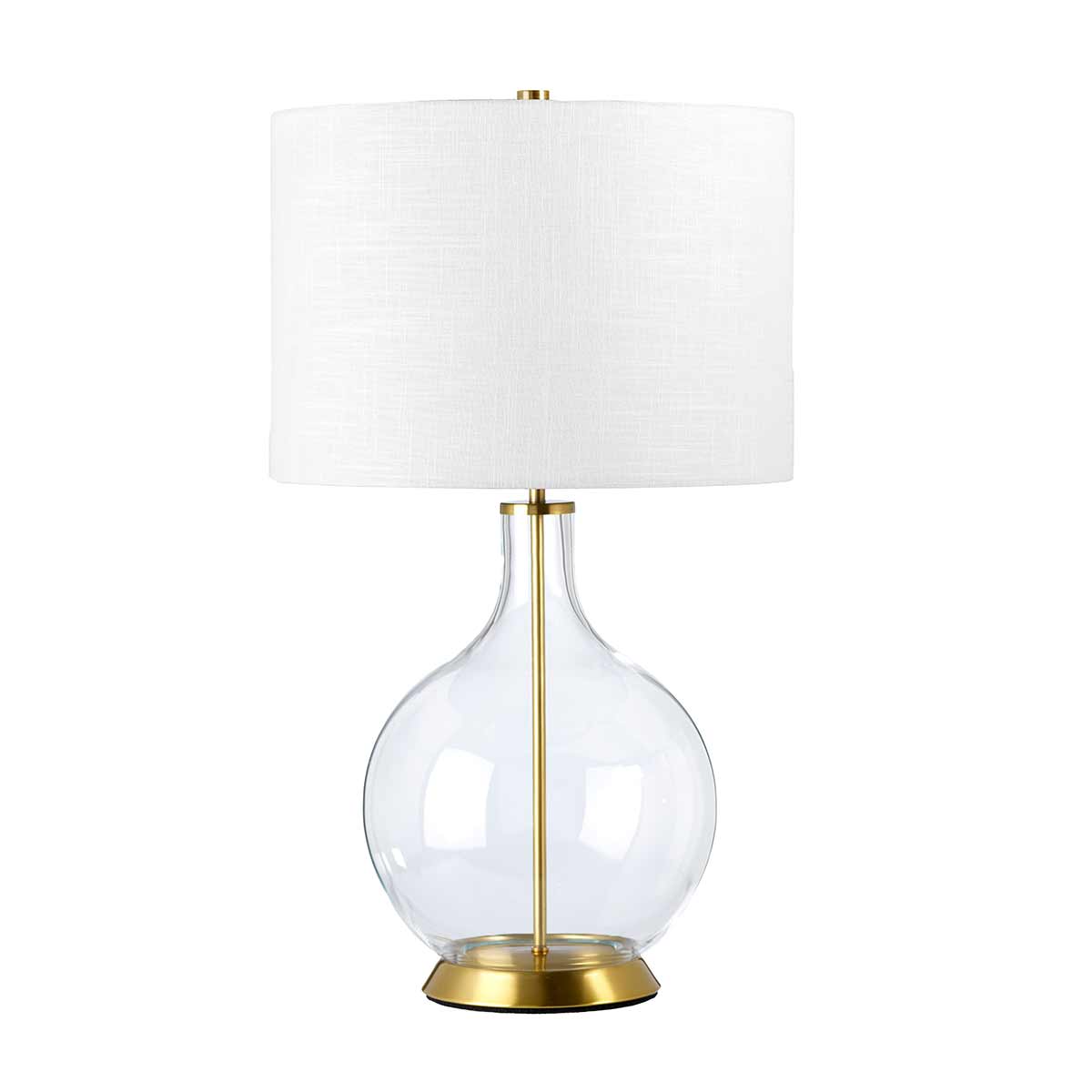 Elstead Lighting Table Lamp from the Orb range. Orb 1 Light Table Lamp (Complete with White Shade) Product Code = ORB-CLEAR-AB-WHT
