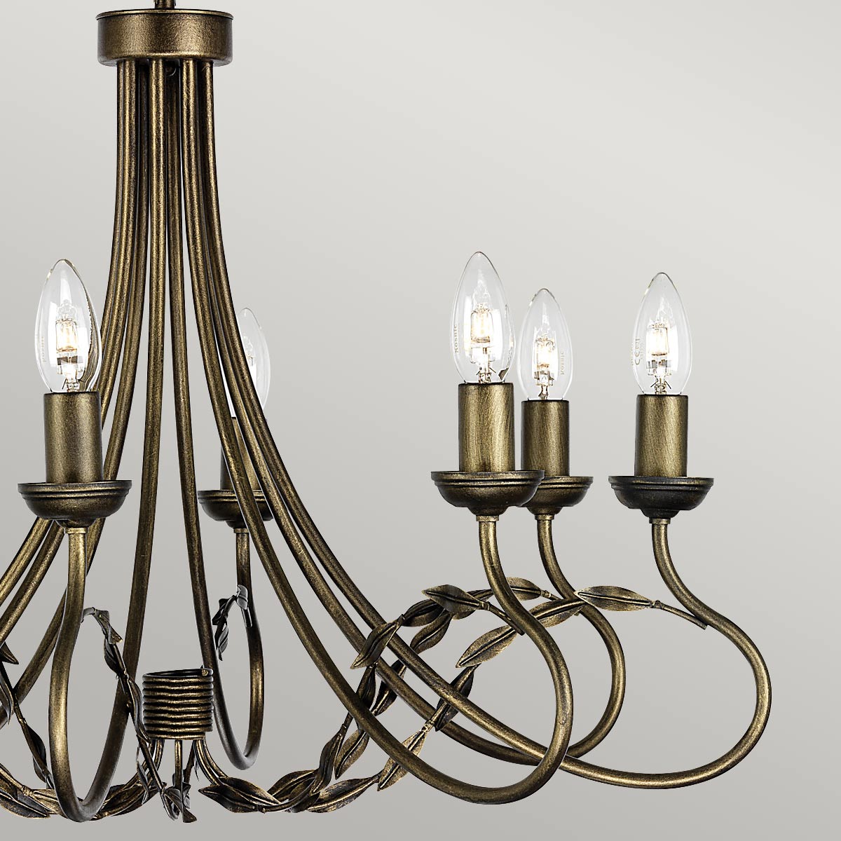 Elstead Lighting Chandelier from the Olivia range. Olivia 8 Light Chandelier Product Code = OV8-BLK-GOLD