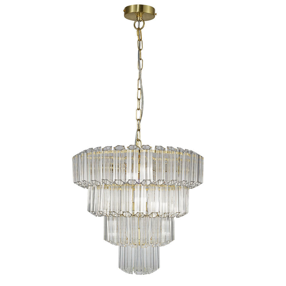 Magnalux Pierre 11 Light Satin Brass Crystal Ceiling Pendant Part Number - PIE11SB