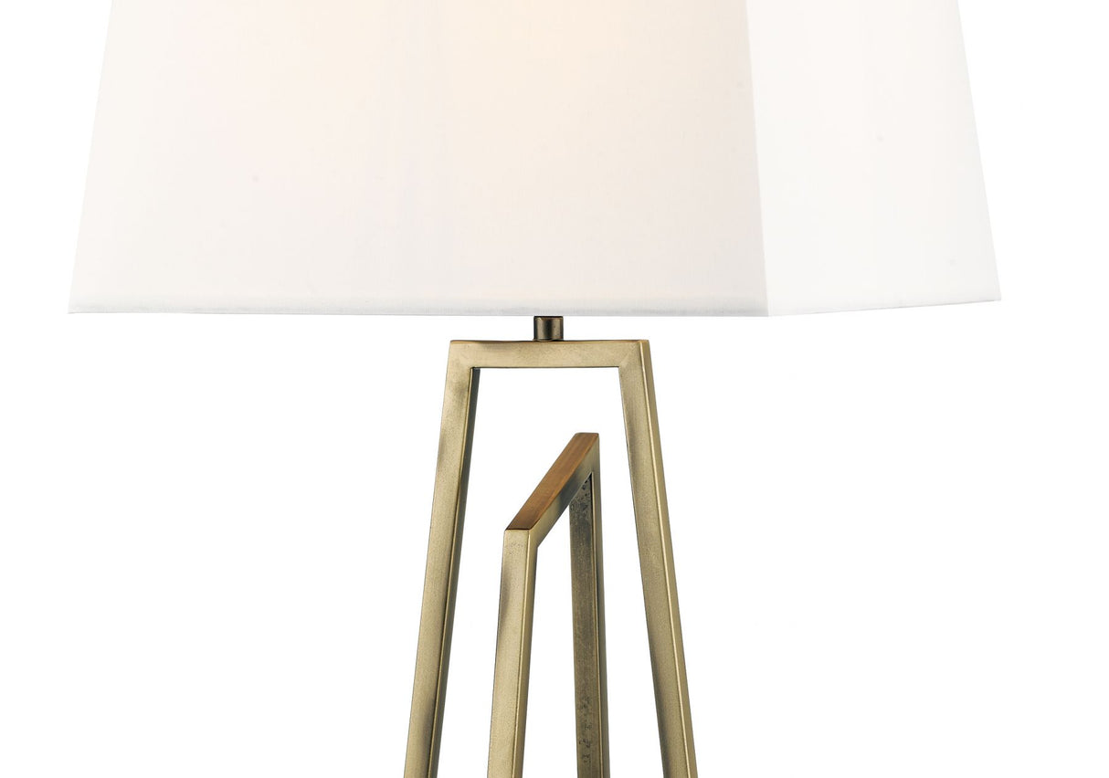 Magnalux Plaza Antique Brass Table Lamp c/w Square Shade Part Number - PLA01ABTL