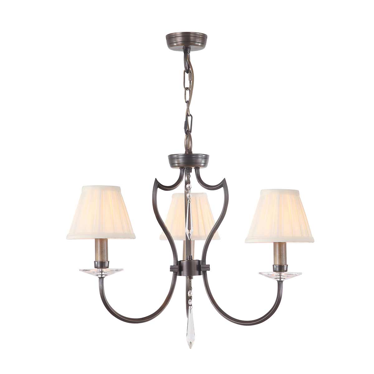 Elstead Lighting Chandelier from the Pimlico range. Pimlico 3 Light Chandelier - Dark Bronze Product Code = PM3-DB