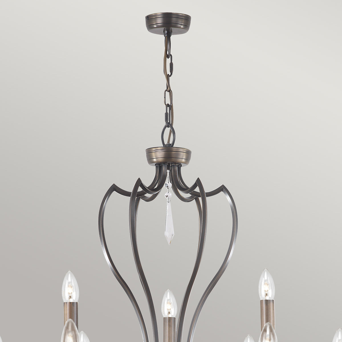 Elstead Lighting Chandelier from the Pimlico range. Pimlico 9 Light Chandelier - Dark Bronze Product Code = PM9-DB