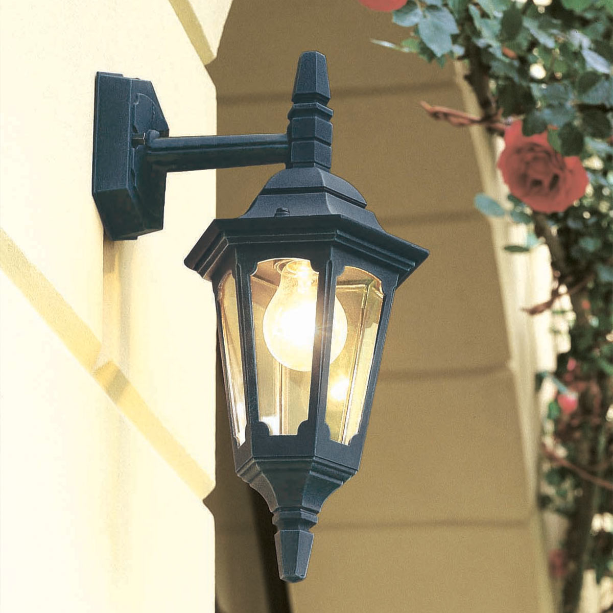 Elstead Lighting Outdoor Wall Light from the Parish Mini range. Parish Mini 1 Light Down Wall Lantern Product Code = PRM2-BLACK