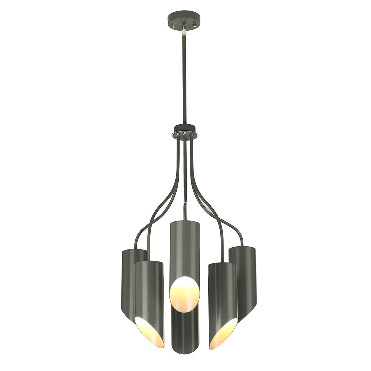 Elstead Lighting Chandelier from the Quinto range. Quinto 6 Light Chandelier - Dark Grey Polished Nickel Product Code = QUINTO6-GPN