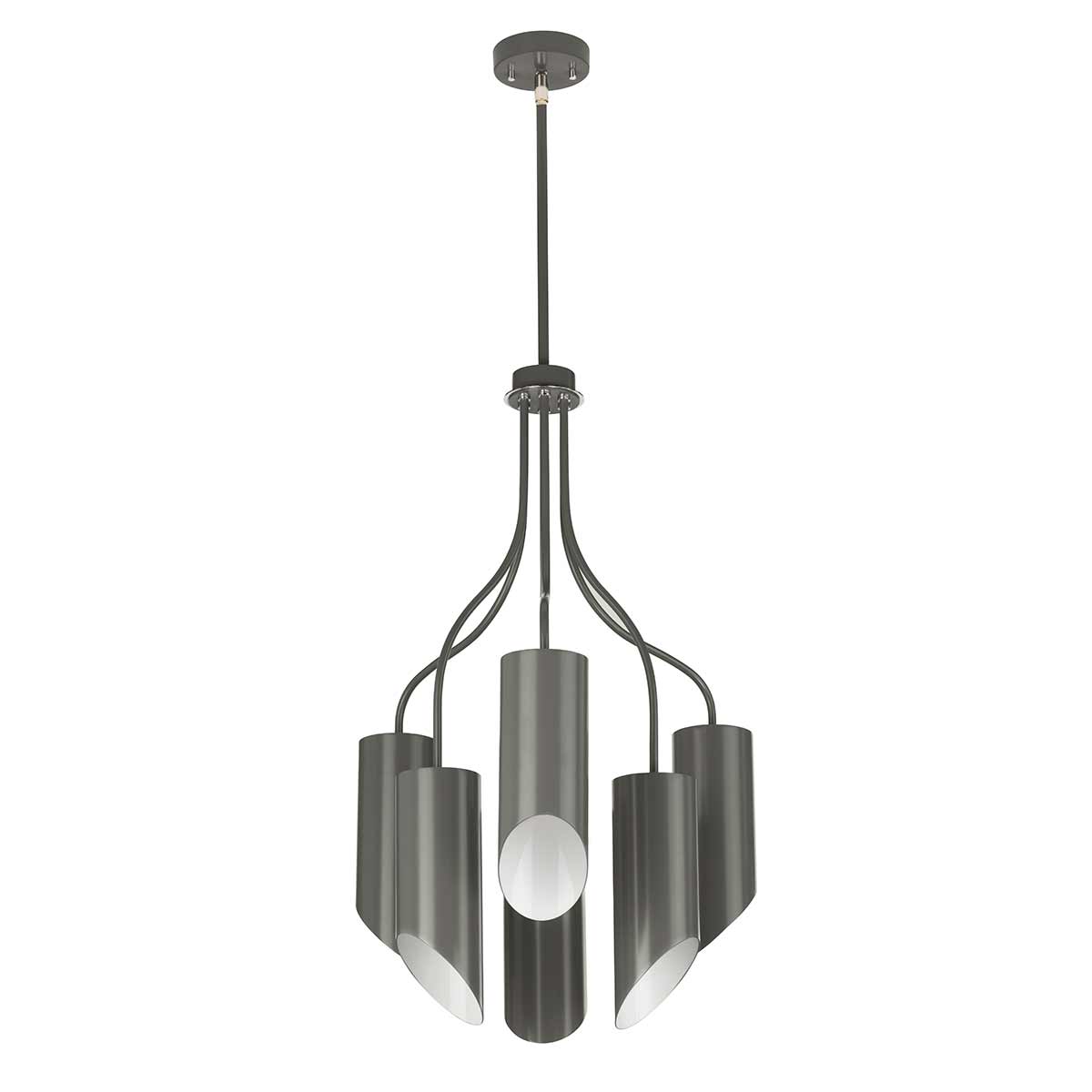 Elstead Lighting Chandelier from the Quinto range. Quinto 6 Light Chandelier - Dark Grey Polished Nickel Product Code = QUINTO6-GPN
