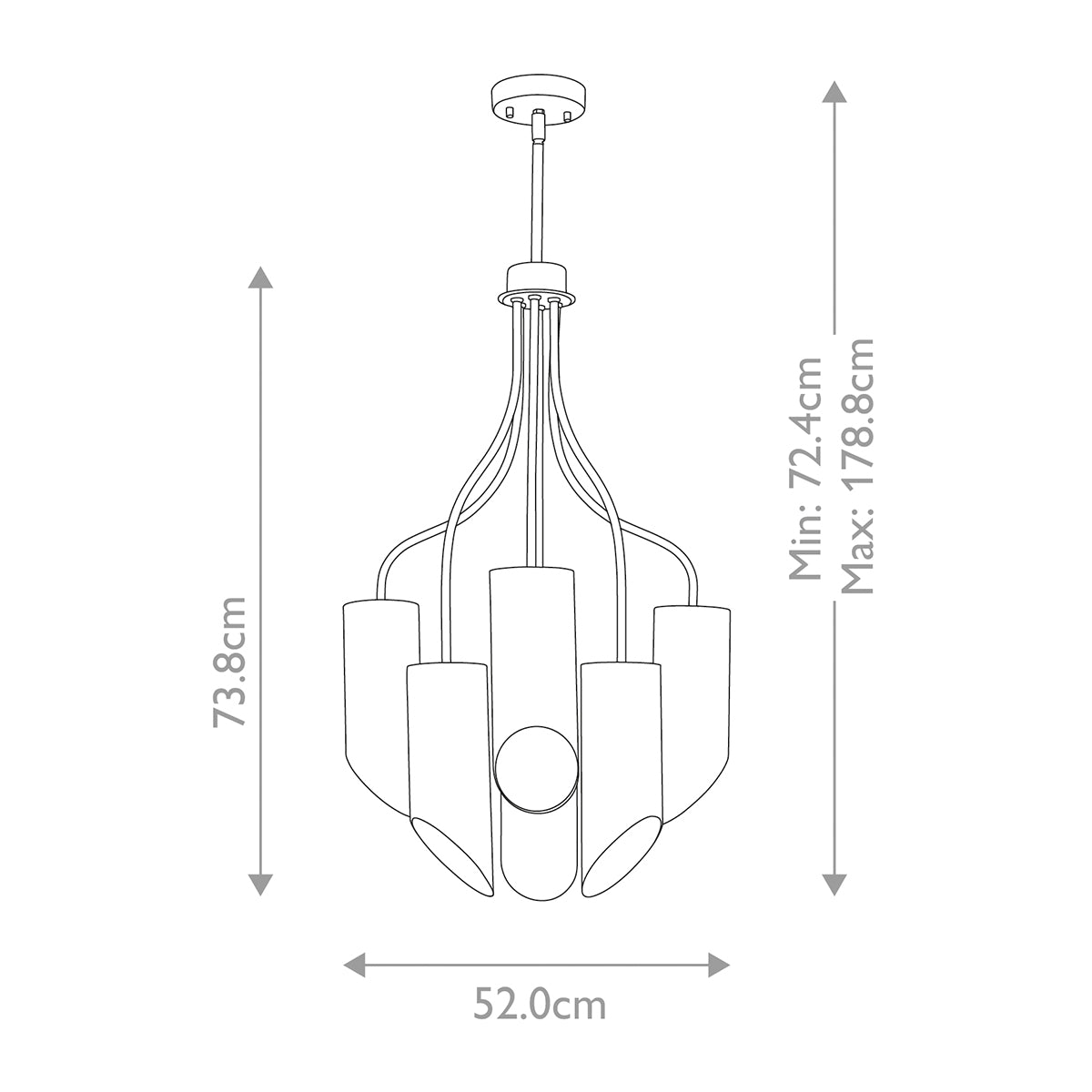 Elstead Lighting Chandelier from the Quinto range. Quinto 6 Light Chandelier - Dark Grey Polished Nickel Product Code = QUINTO6-GPN