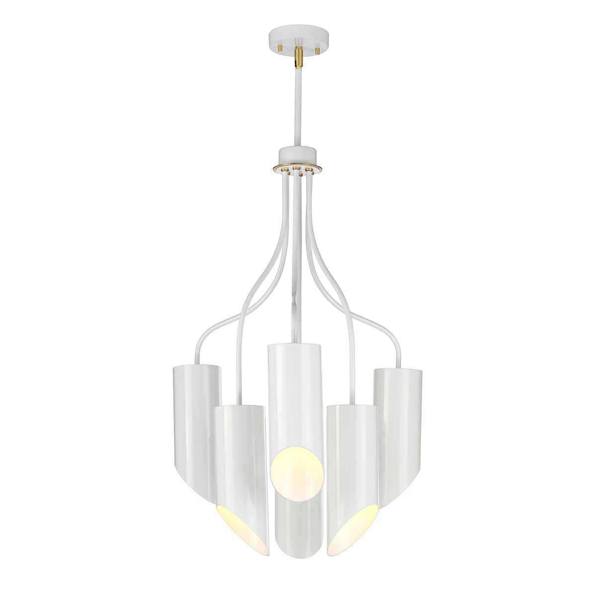 Elstead Lighting Chandelier from the Quinto range. Quinto 6 Light Chandelier - White Aged Brass Product Code = QUINTO6-WAB
