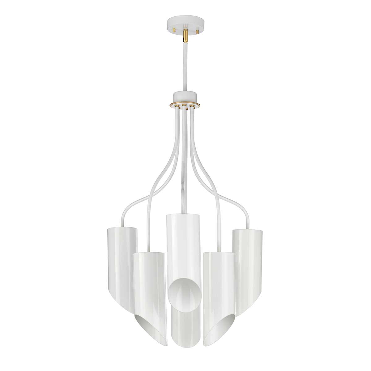 Elstead Lighting Chandelier from the Quinto range. Quinto 6 Light Chandelier - White Aged Brass Product Code = QUINTO6-WAB