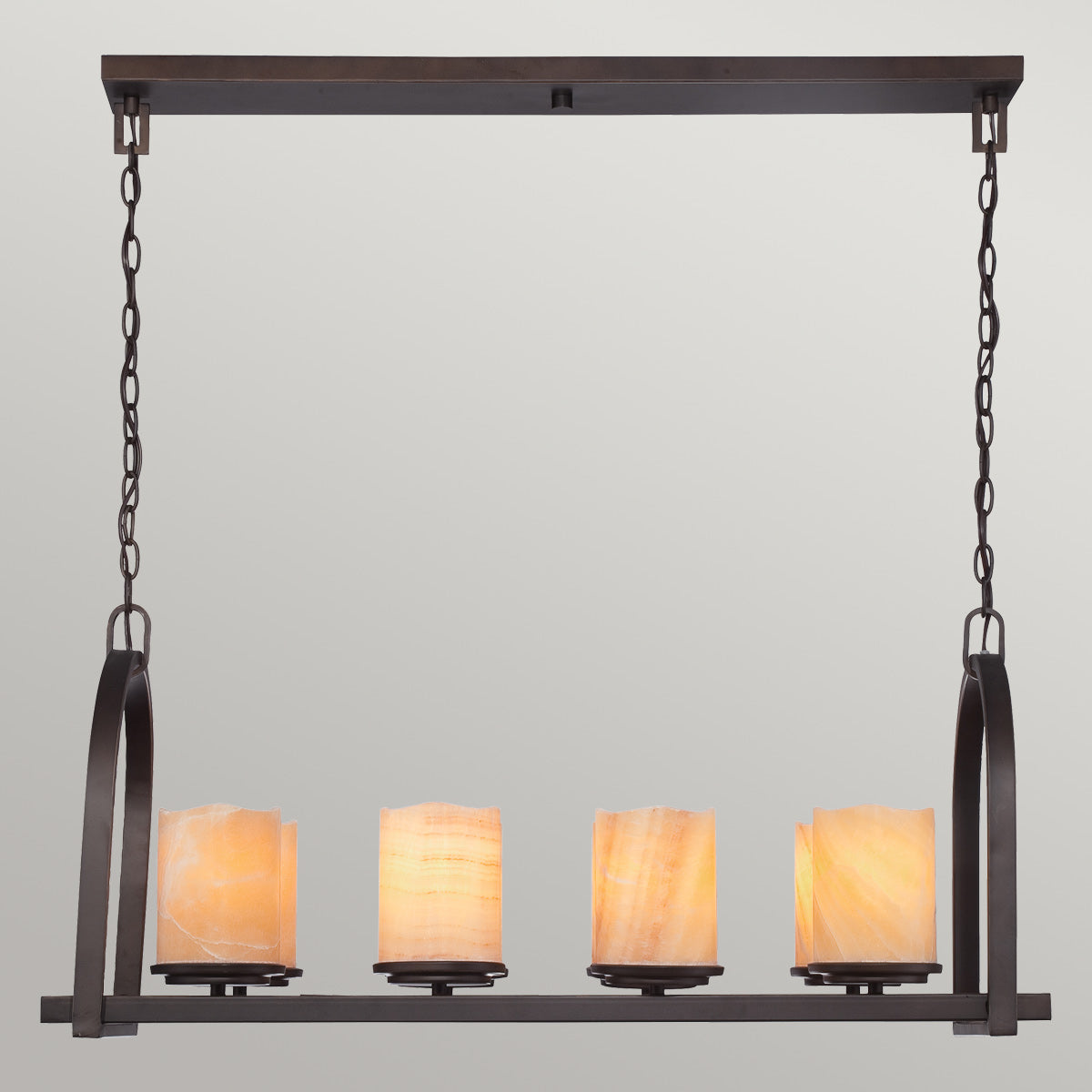 Quoizel Linear Chandelier from the Aldora range. Aldora 8 Light Island Light Product Code = QZ-ALDORA8-ISLE
