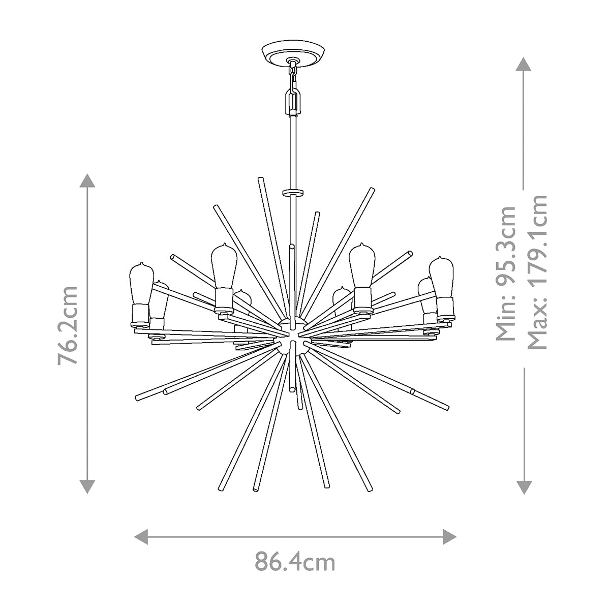 Quoizel Chandelier from the Carnegie range. Carnegie 8 Light Chandelier - Imperial Silver Product Code = QZ-CARNEGIE8-IS