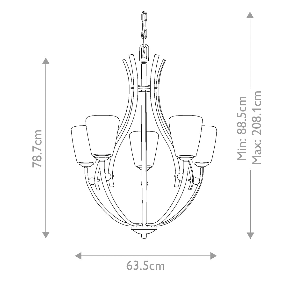 Quoizel Chandelier from the Chantilly range. Chantilly 5 Light Chandelier Product Code = QZ-CHANTILLY5