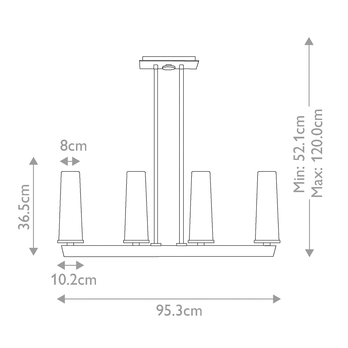Quoizel Linear Chandelier from the Chelsea Loft range. Chelsea Loft 4 Light Pendant Product Code = QZ-CHELSEA-LOFT-P
