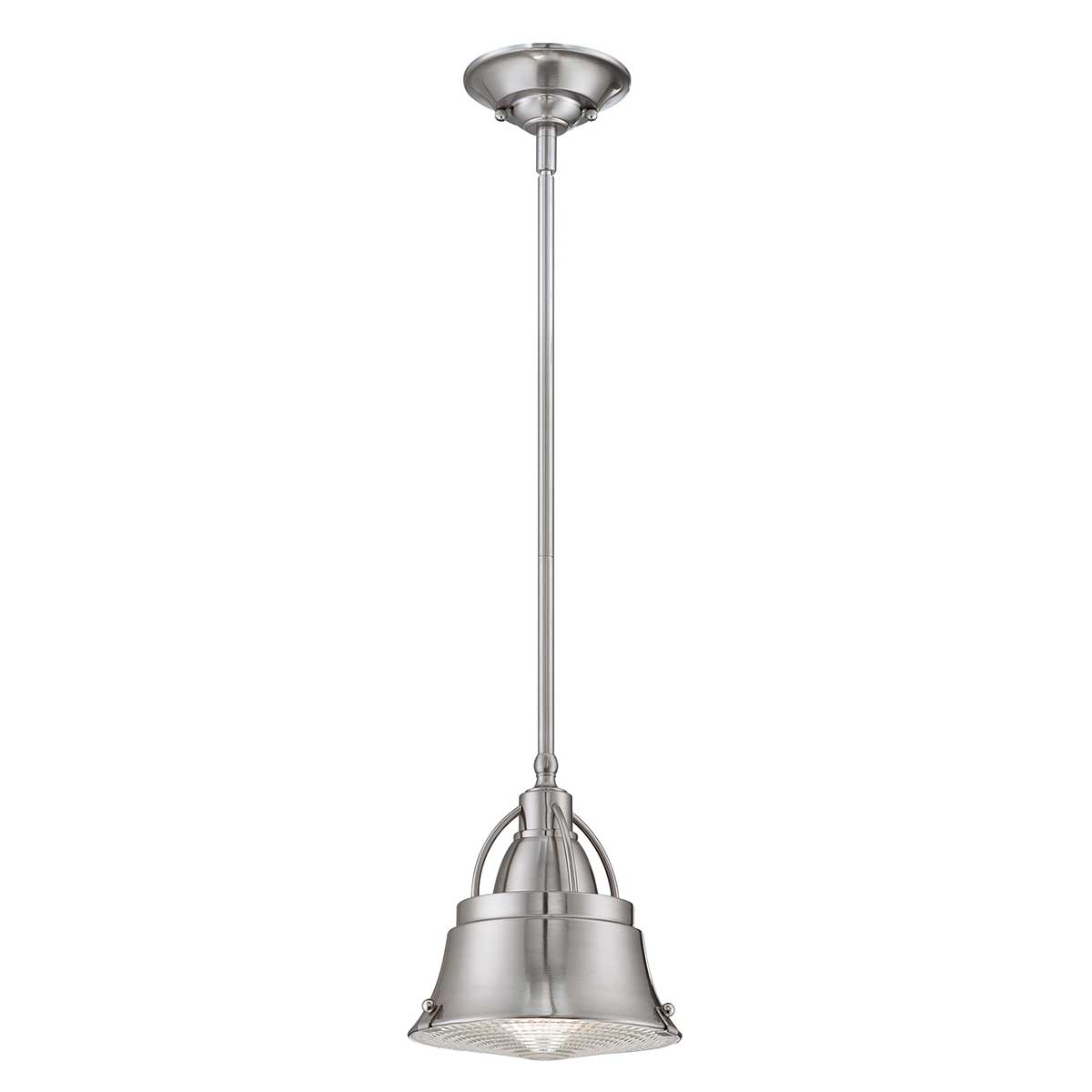 Quoizel Pendant from the Cody range. Cody 1 Light Mini Pendant in Brushed Nickel Product Code = QZ-CODY-P-S-BN