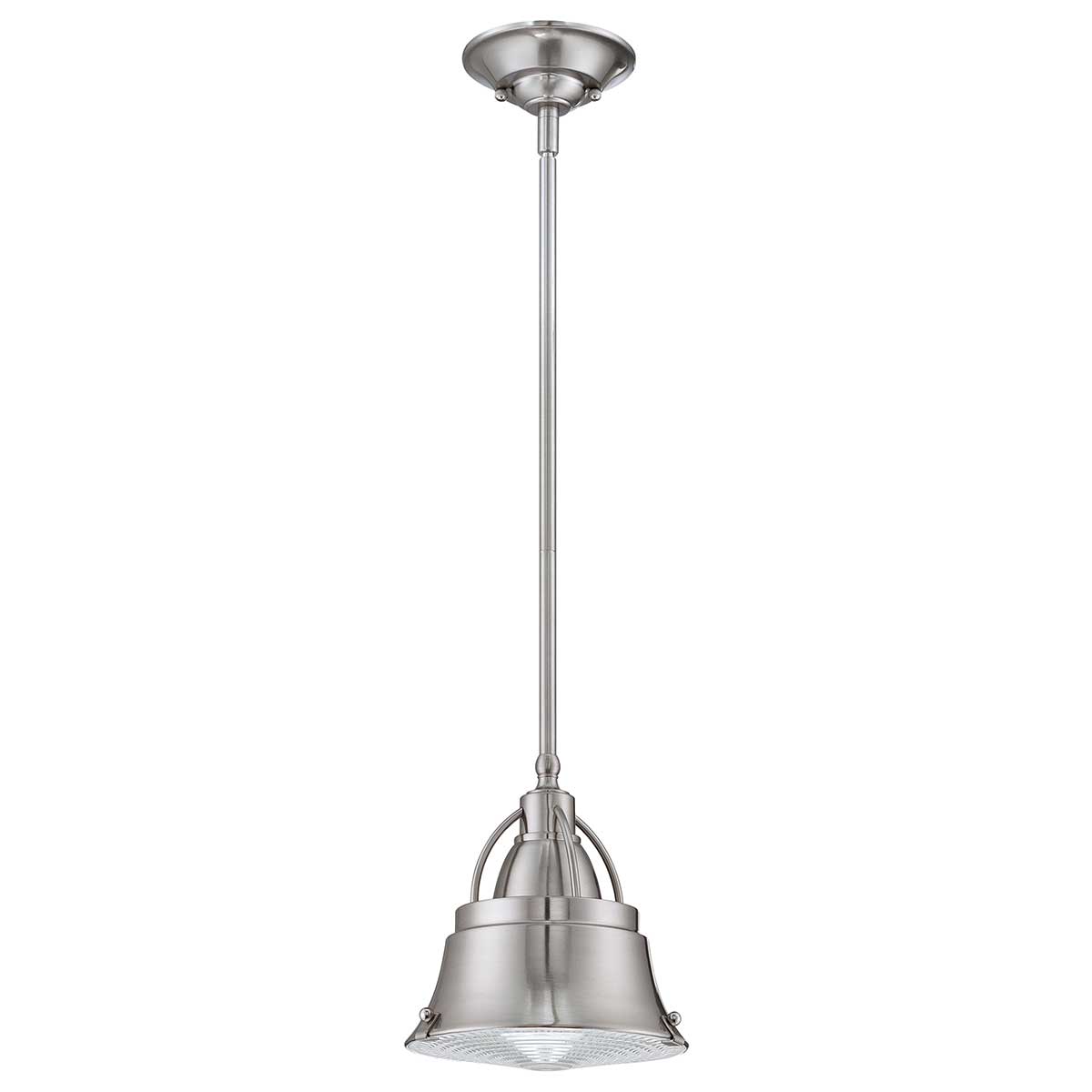 Quoizel Pendant from the Cody range. Cody 1 Light Mini Pendant in Brushed Nickel Product Code = QZ-CODY-P-S-BN