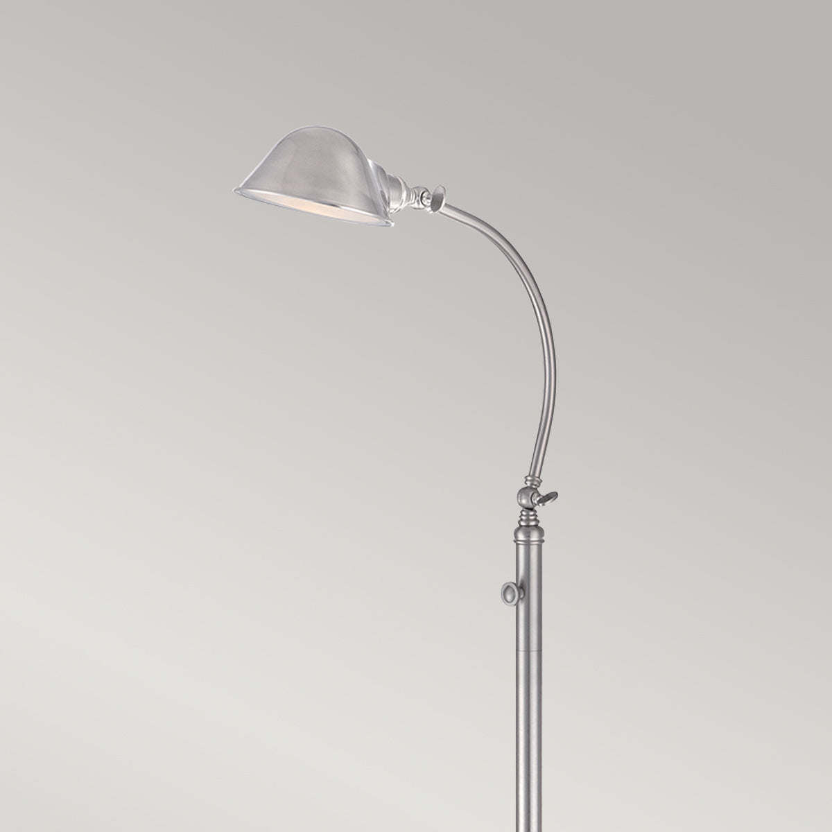 Quoizel Floor Lamp from the Thompson range. Thompson LED Floor Lamp in Brushed Nickel Product Code = QZ-THOMPSON-FLBN