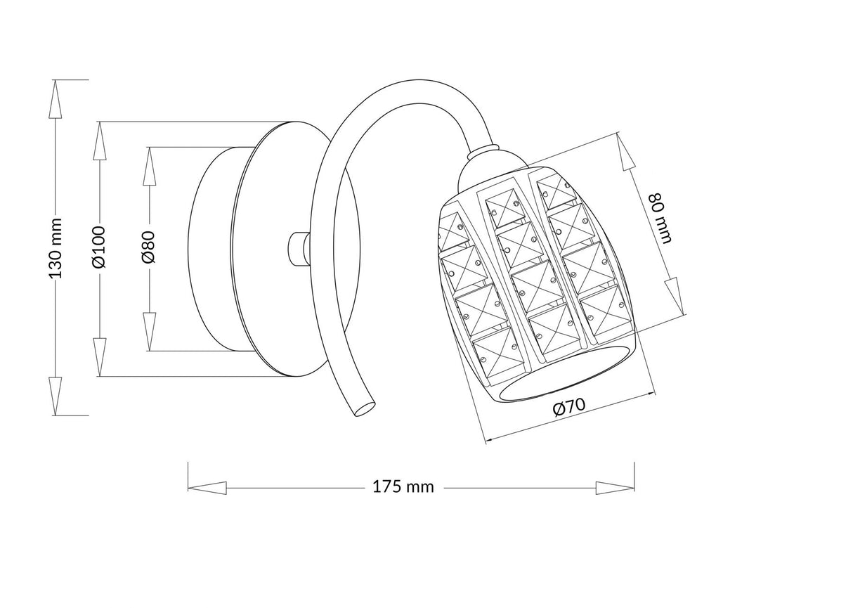 Magnalux Roma 1 Light Polished Chrome Wall Light with Crystal Shade Part Number - ROM01CHWL