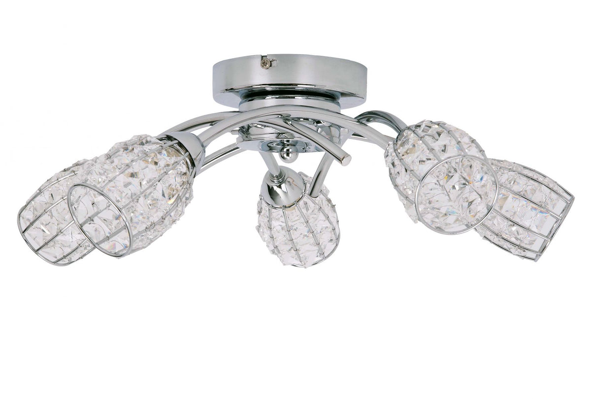 Magnalux Roma 5 Light Polished Chrome with Crystal Shade Part Number - ROM05CH
