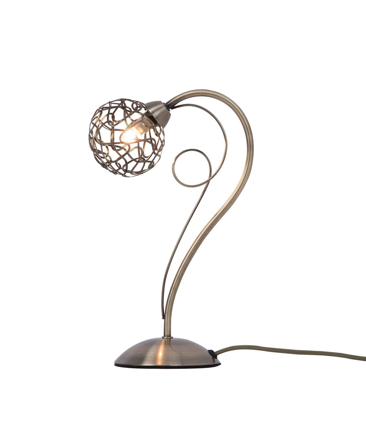 Magnalux Ronda 1 Light Antique Brass Table Lamp with Mesh Ball Shade Part Number - RON01ABTL