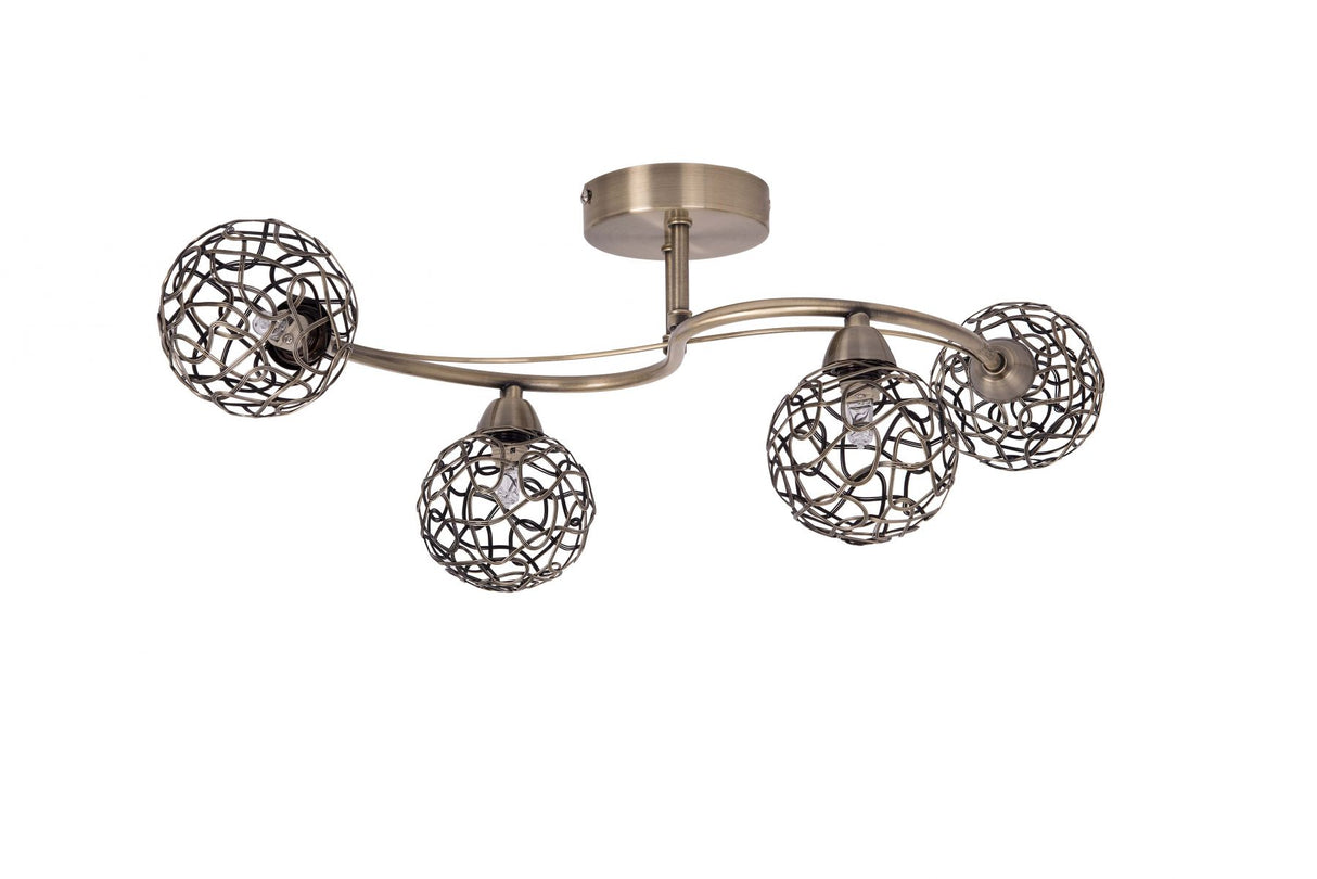 Magnalux Ronda 4 Light Antique Brass with Mesh Ball Shade Part Number - RON04AB