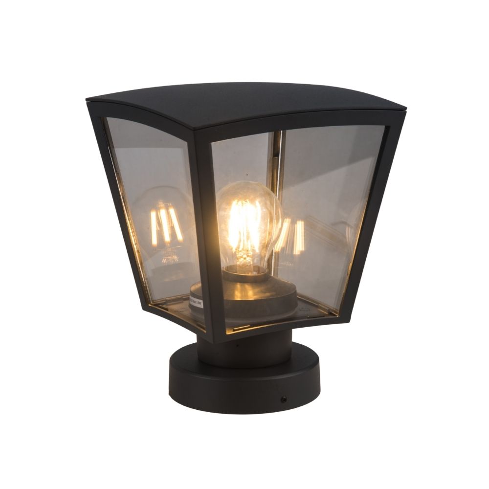 Magnalux Sauro 800 Chrome Louvre Black Clear E27 Bollard Post Light Part Number - SAURO800C