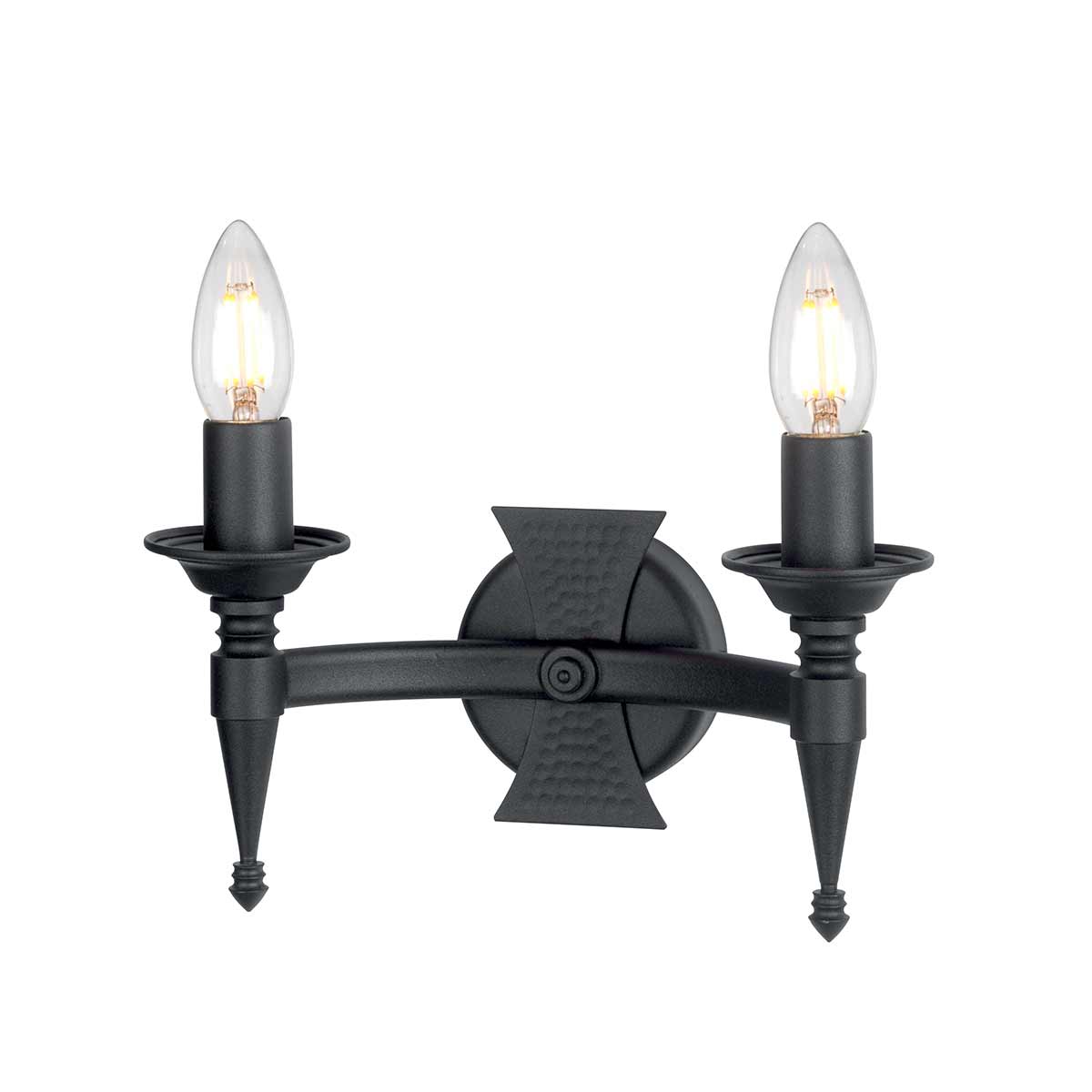 Elstead Lighting Wall Light from the Saxon range. Saxon 2 Light Wall Light Product Code = SAX2-BLK